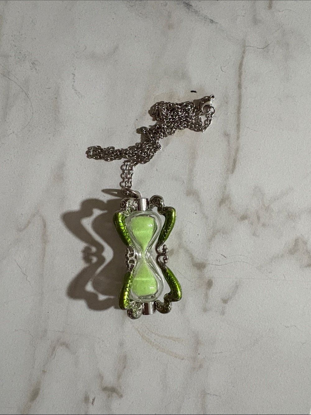 Harry Potter Slytherin Silver-Tone Necklace with Hourglass Pendant